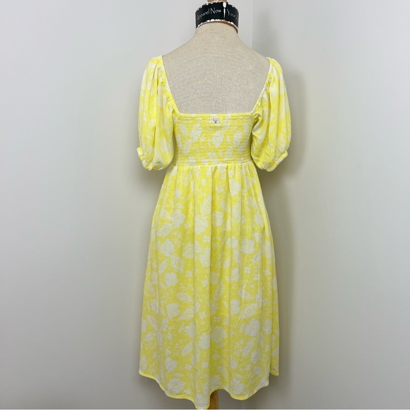 Billa Bong Girls Yellow Floral Print  Puff Sleeves A line Dress size Large (170) - Picture 5 of 8